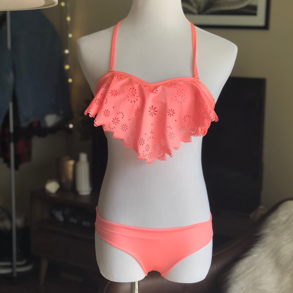 Coral Bandeau Bikini Set